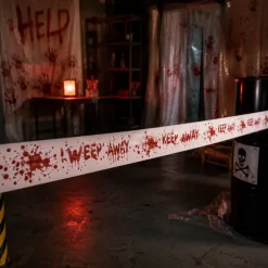 Afzetlint Halloween keep away bloody rood/wit 10m