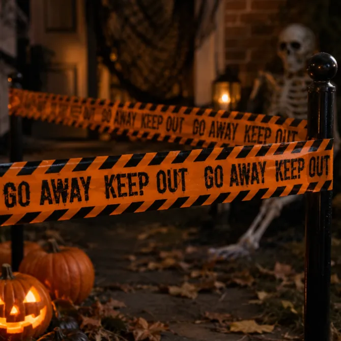 Afzetlint Halloween keep out oranje 10m