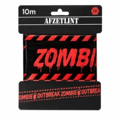 Afzetlint Halloween zombie outbreak zwart/rood 10m