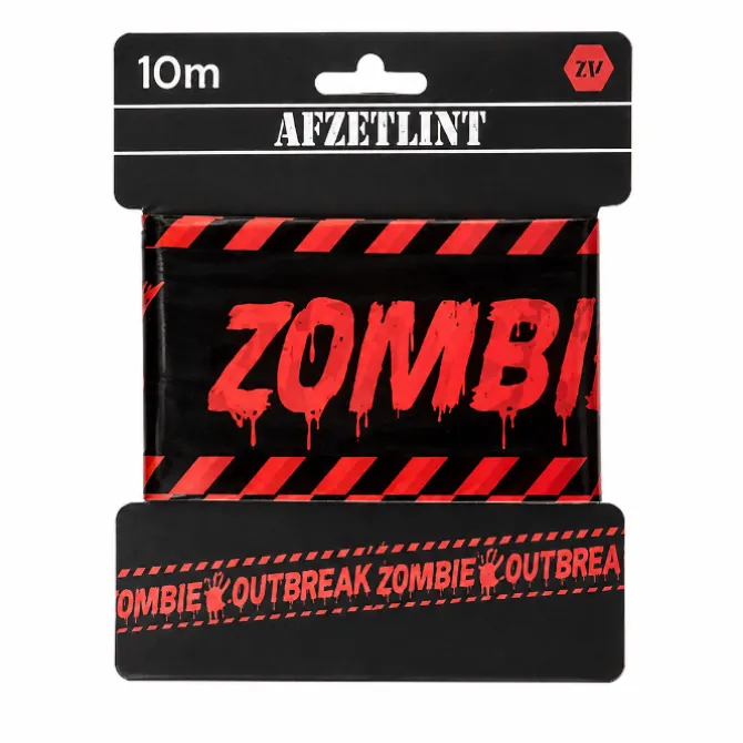 Afzetlint Halloween zombie outbreak zwart/rood 10m