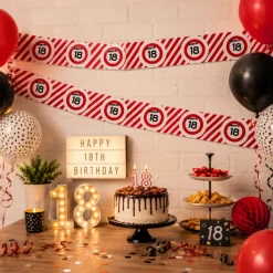 Afzetlint 18 jaar rood/wit 10m