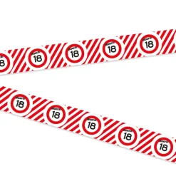 Afzetlint 18 jaar rood/wit 10m