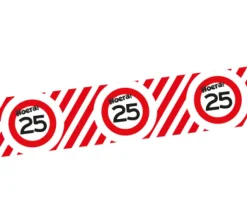 Afzetlint 25 jaar rood/wit 10m