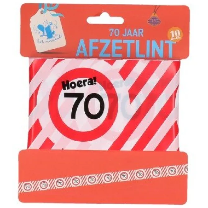 Afzetlint 70 jaar rood/wit 10m