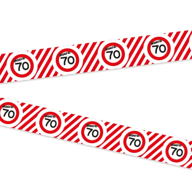 Afzetlint 70 jaar rood/wit 10m