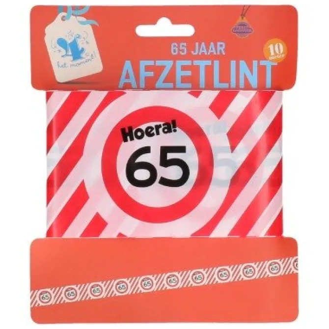 Afzetlint 65 jaar rood/wit 10m