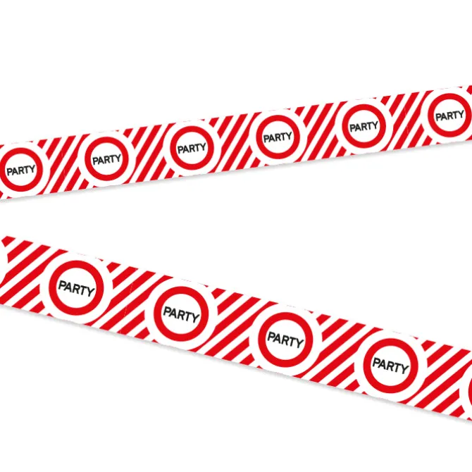 Afzetlint - party - rood/wit - 10m