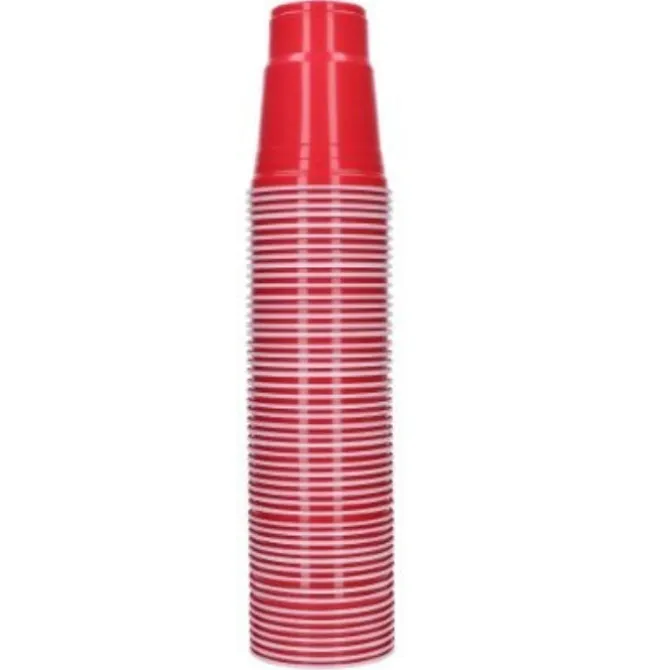 American cups Beer pong rood plastic 50 stuks