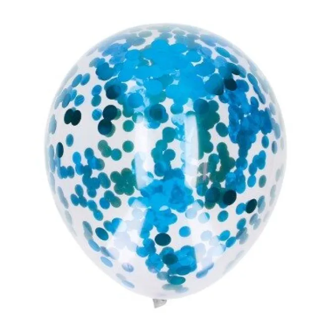Ballonnen confetti lichtblauw 30 cm - 5 stuks