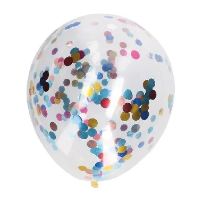 Ballonnen confetti metallic meerkleurig 30 cm - 5 stuks