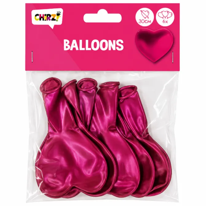 Ballonnen hart parelmoer donkerroze 30cm - 4 stuks