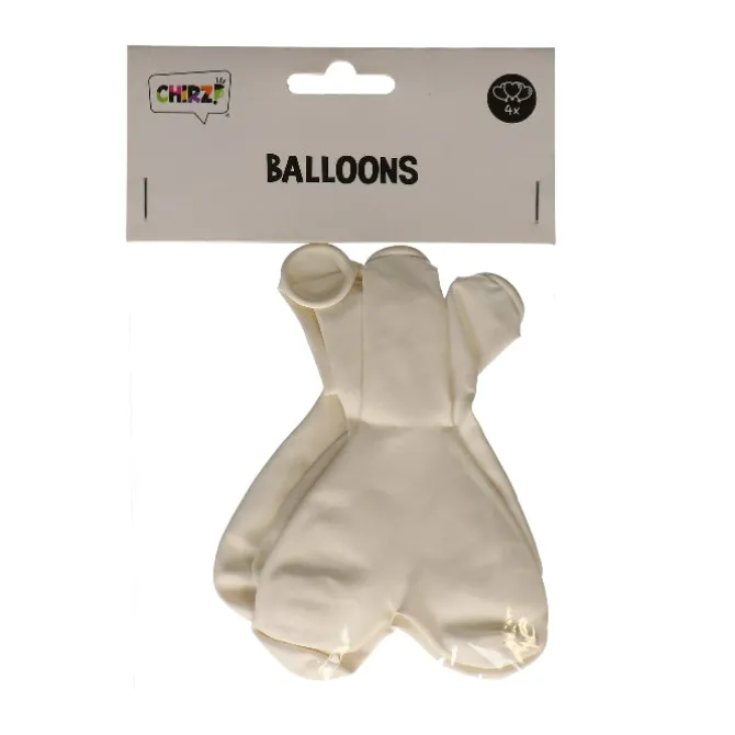 Ballonnen hart wit 30 cm - 4 stuks