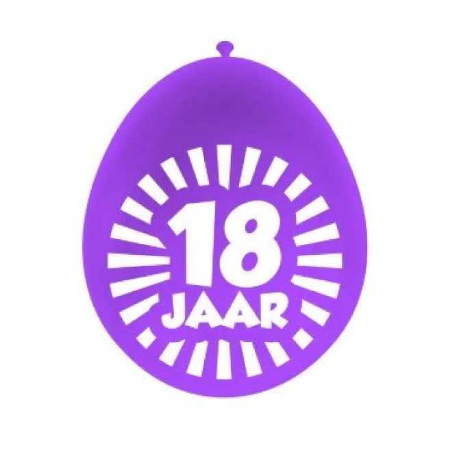 Ballonnen 18 jaar meerkleurig 30 cm - 10 stuks