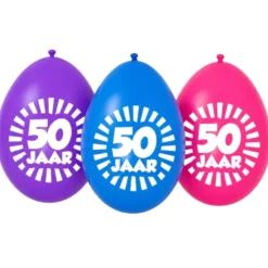 Ballonnen 50 jaar meerkleurig 30 cm – 10 stuks