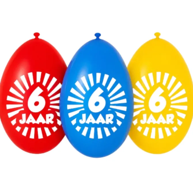 Ballonnen 6 jaar meerkleurig 30 cm - 10 stuks