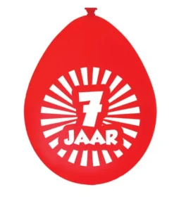 Ballonnen 7 jaar meerkleurige 30cm - 10 stuks
