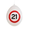 Ballonnen 21 jaar rood/wit 30 cm - 10 stuks