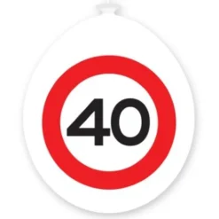 Ballonnen 40 jaar rood/wit 30 cm - 10 stuks