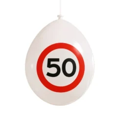 Ballonnen 50 jaar rood/wit 30 cm - 10 stuks