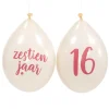 Ballonnen 16 jaar wit/roségoud 30 cm - 10 stuks