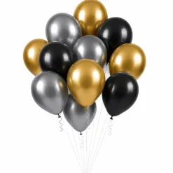 Ballonnen Metallic - Mix Goud/Zilver/Zwart - 30cm - 12 stuks