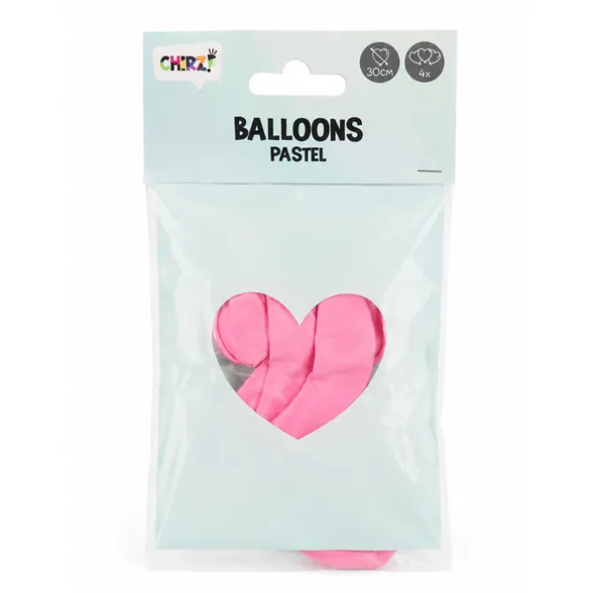 Ballonnen Pastel Hart - Roze - 30cm - 4 stuks