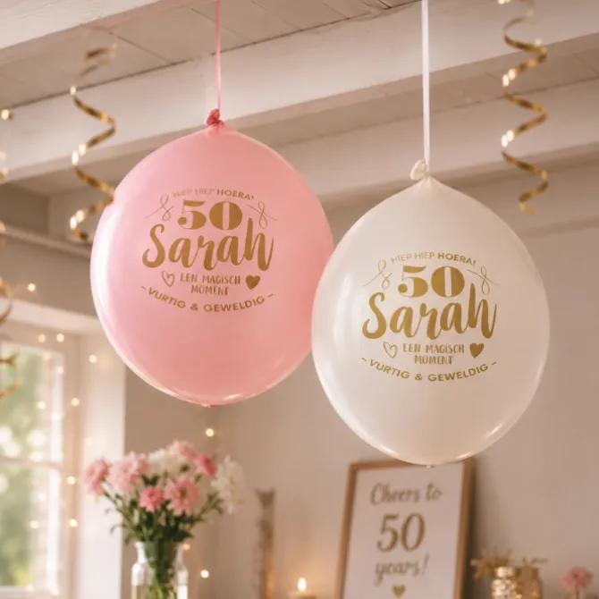 Ballonnen Sarah 50 jaar 30 cm - 8 stuks