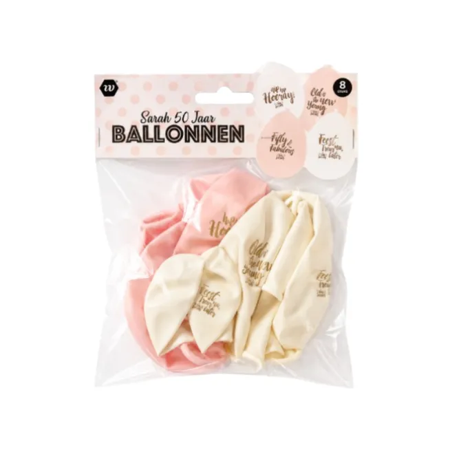 Ballonnen Sarah 50 jaar spreuken 30 cm - 8 stuks