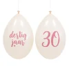 Ballonnen 30 years wit/roségoud 30 cm - 10 stuks
