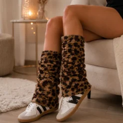 Beenwarmers panter fluffy one size