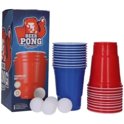 Beer Pong set rood/blauw – 20 bekers + 4 ballen