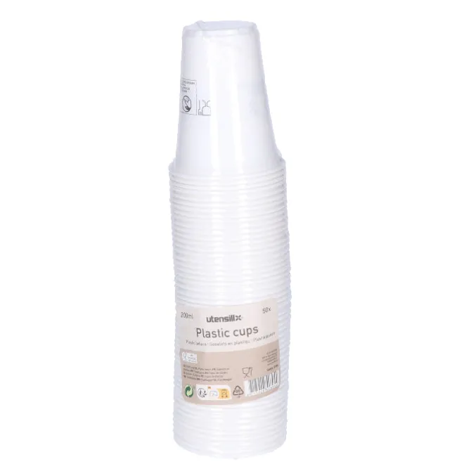 Bekers plastic wit – 50 stuks (200 ml)