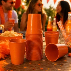 Bekers plastic XL oranje – 20 stuks (480 ml)
