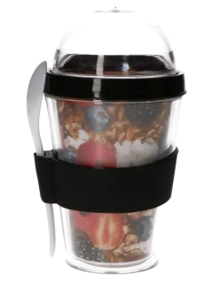 Beker yoghurt & meusli zwart/transparant