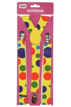 Bretels clown stippen meerkleurig