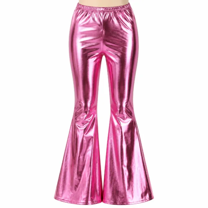 Broek flared metallic roze dames maat S/M