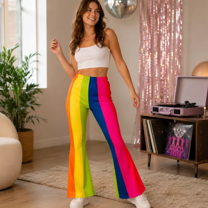 Broek flared regenboog dames - S/M