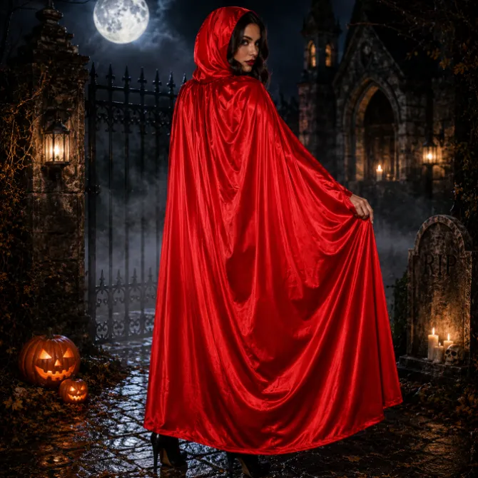 Cape Halloween capuchon rood volwassenen