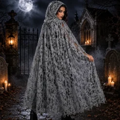 Cape Halloween grijs one size