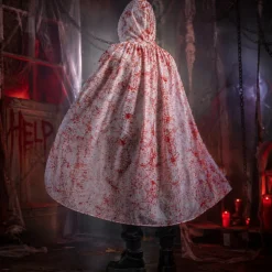 Cape Halloween kant bloederig wit/rood