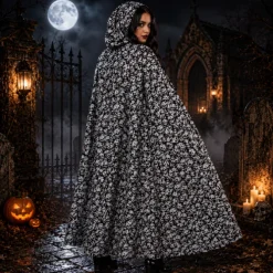 Cape Halloween schedels zwart/wit one size