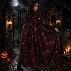 Cape Halloween spinnenweb metallic rood