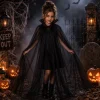 Cape Halloween zwart kindermaat