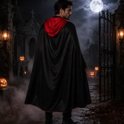 Cape Halloween zwart/rood maat S