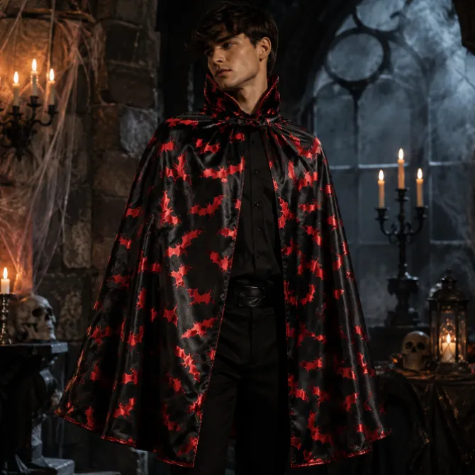 Cape vleermuizen zwart/rood kind one size