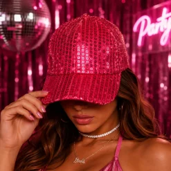 Cap pailletten roze