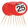 Cocktailprikkers 25 jaar rood/wit 12 stuks