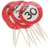 Cocktailprikkers 30 jaar rood/wit 12 stuks