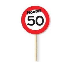 Cocktailprikkers 50 jaar rood/wit 12 stuks