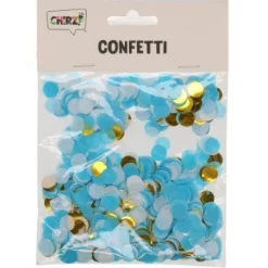 Confetti babyshower blauw/goud jongen